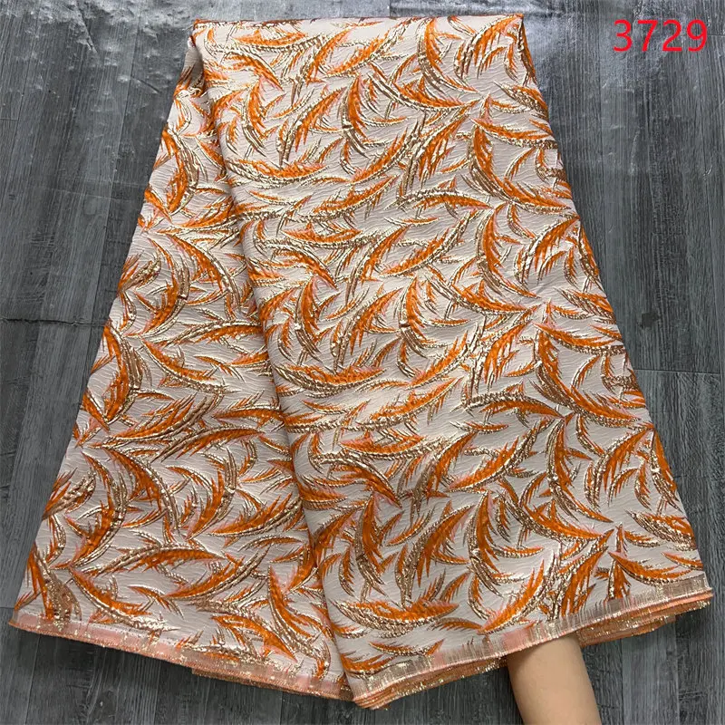 3729 Latest African Jacquard Brocade Lace Fabric High Quality 5 Yard Popular Nigerian Lace Fabric Elegant Dress for Women Sewing