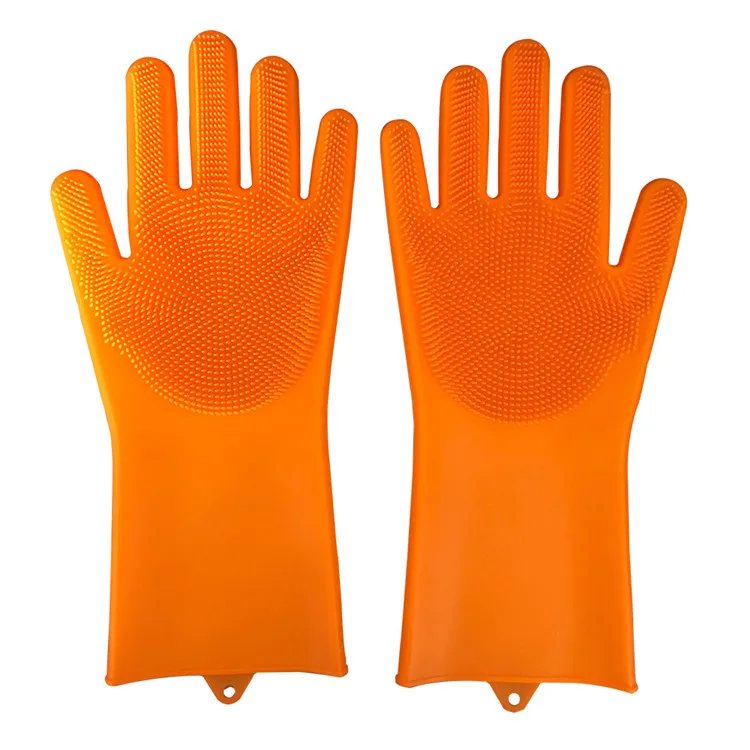 Hot Sale Multi-functional Sponge Brush Silicone Gloves With Wash Scrubber Heat Resistant