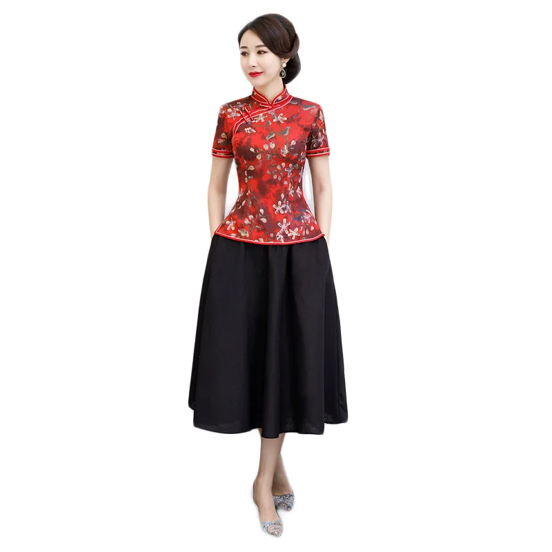 Qipao 2 штуки готового изготовления оптовая продажа 4 Yajin Китайский традиционный ретро стиль уличное платье