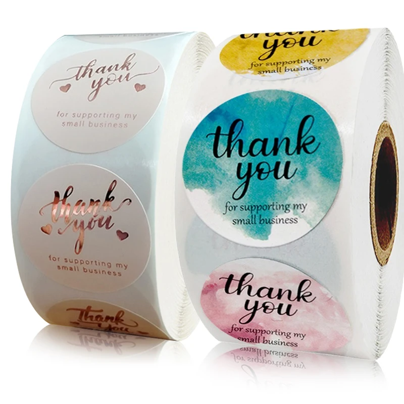 Custom Gifts Thank You Label Sticker Kraft Baked Goods Packaging Labels Personalised Round Roll Printed Logo Stickers