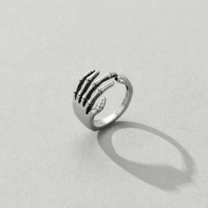 European Gothic Creative Skeleton  Ring Punk Alloy Five-pointed Finger Ring