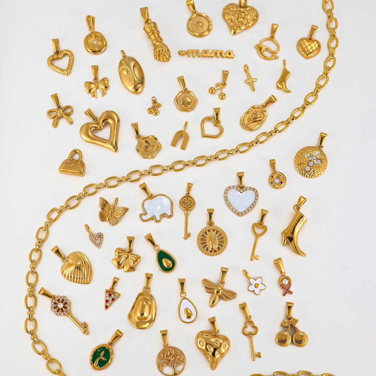 Sland Wholesale Custom Stainless Steel Cross Heart Sun Jewelry Fashion Pendants & Charms Ocean Beach Necklace Accessories