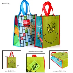 Wholesale eco cheap handle customized logo full color printing reusable foldable non woven shopping bag