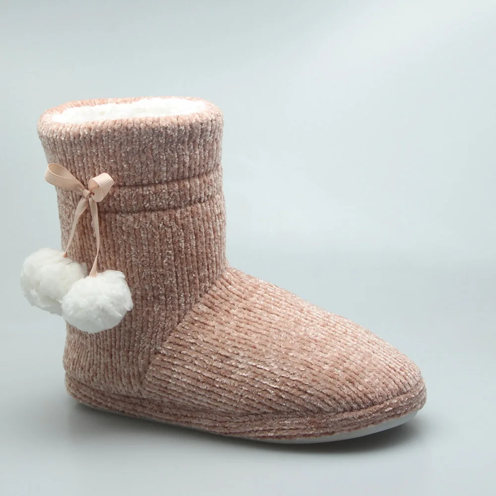 pom pom style home  knitted lipper boots for women