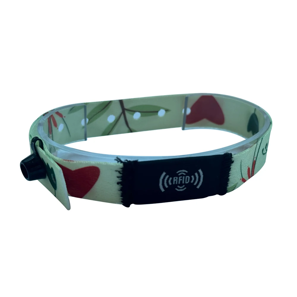 Most Popular In 2024 Festival Polyester Laser Chip Encoding Eco friendly Ticket RFID Sublimation Smooth Wristband For Playground