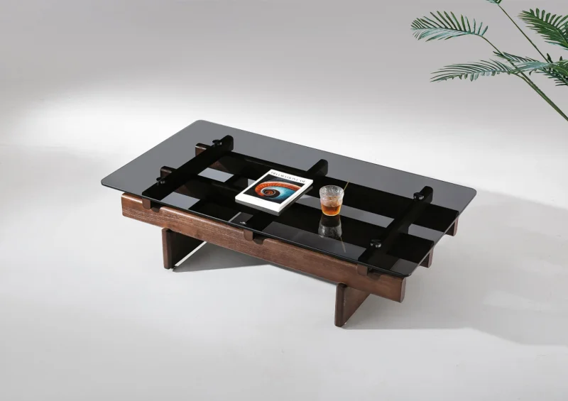 Modern Design Environmentally Friendly Coffee Table Home Living Room Furniture Wood Veneer Textured Finish Paint Staircase Use