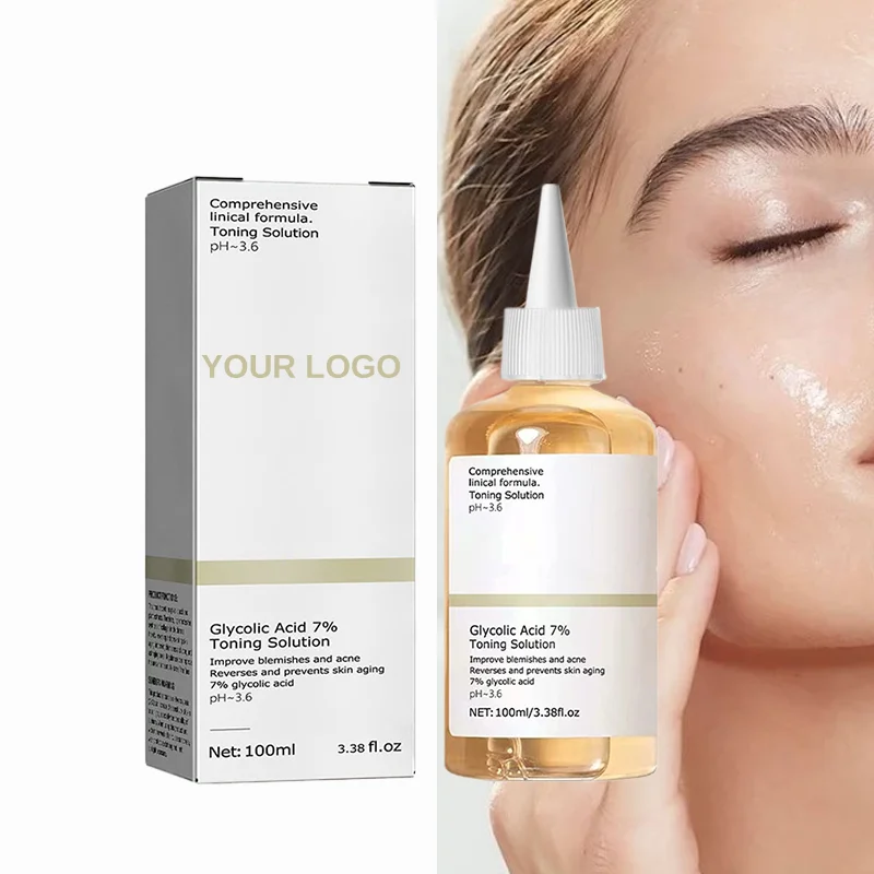 Glycolic Sour 7% Toning Resurfacing Solution for Blemishes and Acne Facial Exfoliation Astringe Pores Glycolic Acid 7% Toner