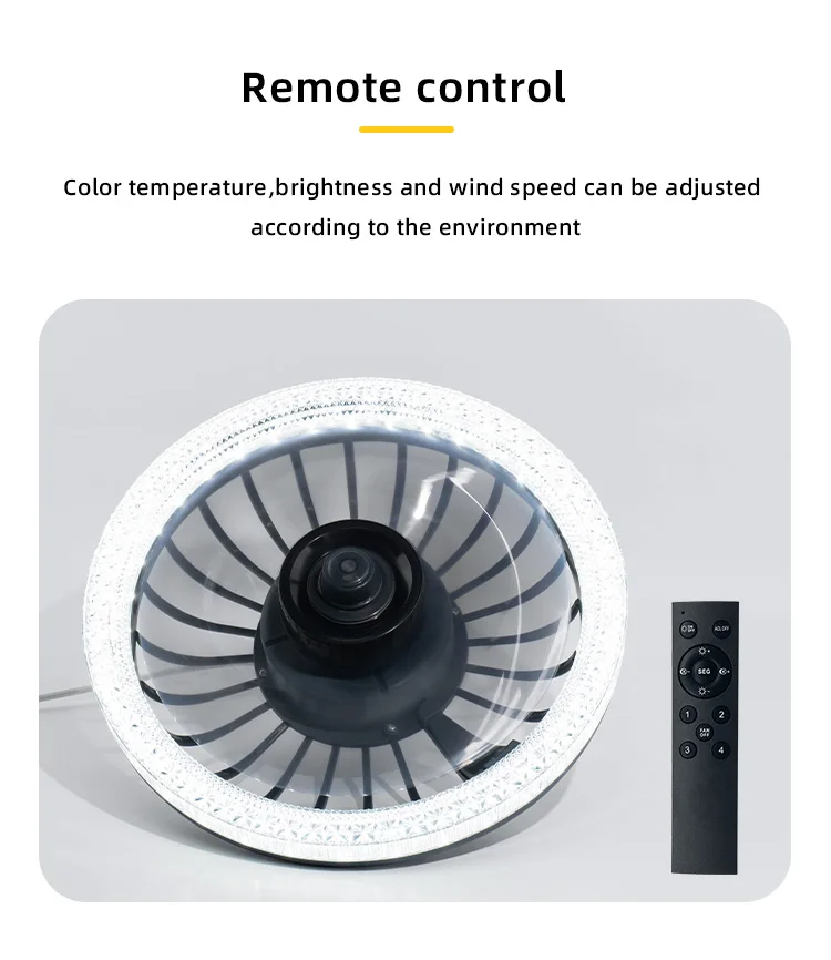 High Quality Strong Wind For Indoor LED Fan Light Two Year Warranty pp And ps material Touch On/Off Switch And Remote Control