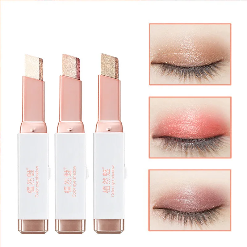 Double Colors Eye Shadow Stick Matte Glitter Shimmer Eyeshadow Gradient Makeup Sticks Waterproof