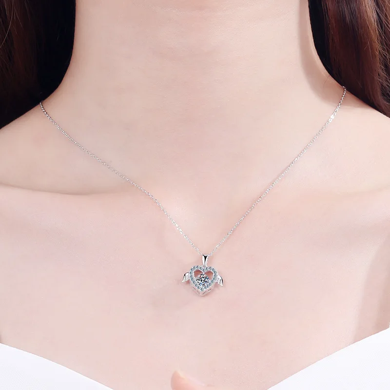 Fashion Luxury S925 Sterling Silver Necklace 50 points moissanite plating pt950 Jewelry Necklace with GRA Certificate