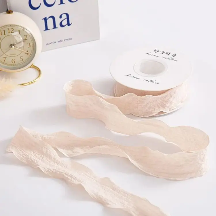 2.5cm lotus lace pleated flower ribbon diy cake bouquet flower fishtail yarn packaging flax wavy lace weave