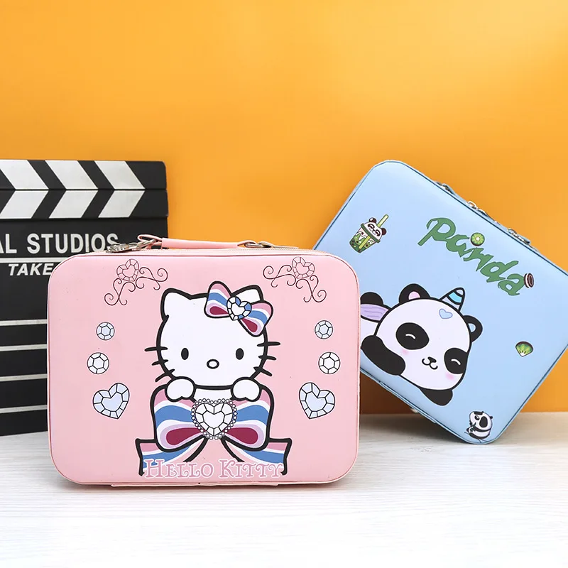 Aolan Cosmetics Box Stitch Kuromi Design Inner With Mirror Cute Big Capacity Zipper Make Up Box for Girls