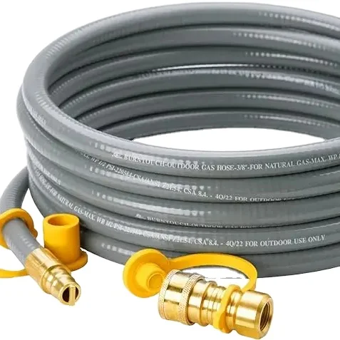 15 ft. 3/8 in Natural Gas Grill Hose with Quick Connect Fittings, Natural Gas Hose for Grills, Pizza Ovens, Heaters