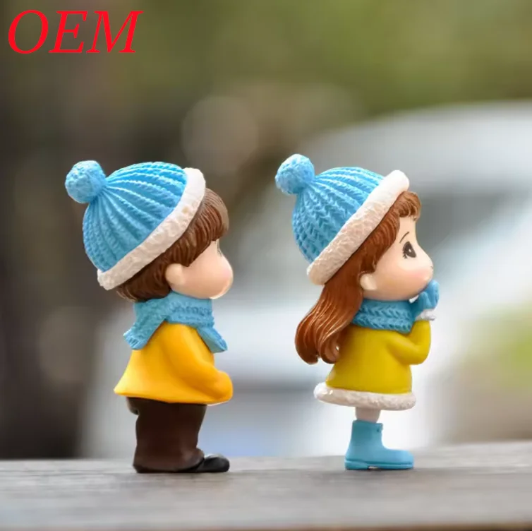 Winter Lover Couple 3D Doll Action Figure for Girl Boy Gift Miniature Pvc Craft Ornament Figurines Cake Car Desktop Decor