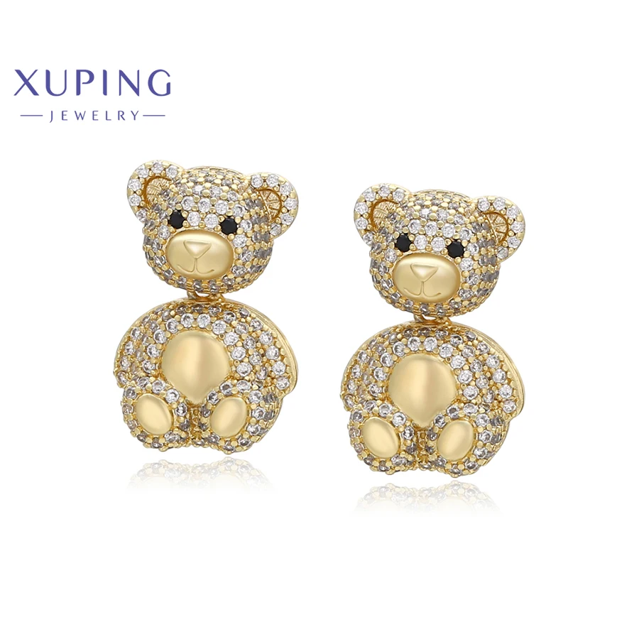 X000767160 Wholesale gemstone jewelry 14k gold color plated bear earrings gifts for women