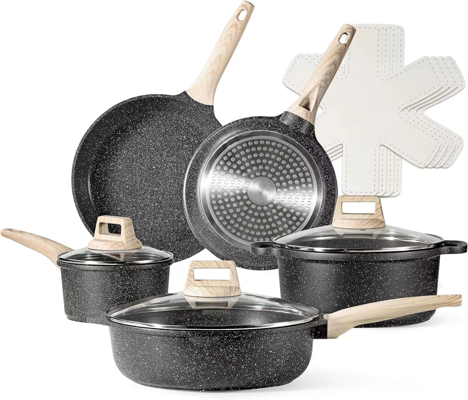 Professional Restaurant Home Die-casting Aluminum 24/28cm Fry Pan Kitchen Non-stick Cookware Sets Deep Frypan with Lid Saute Pan
