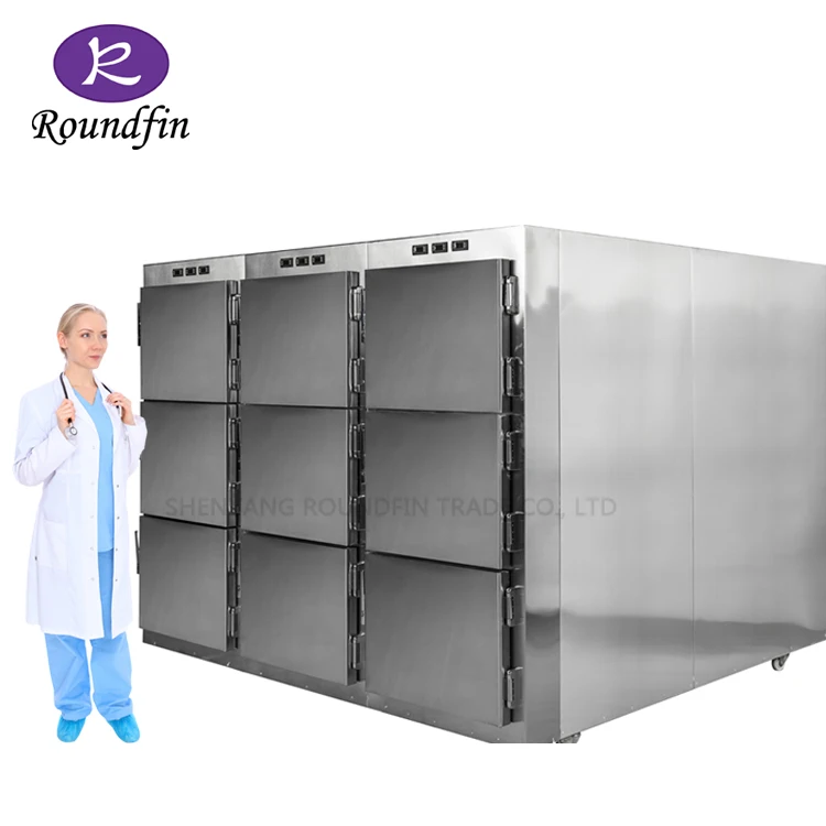 High Material Hot Sale RD-9 Nine doors mortuary freezer with standby SECOP Compressors Refrigerators 2, 4, 9 Bodies corpses free