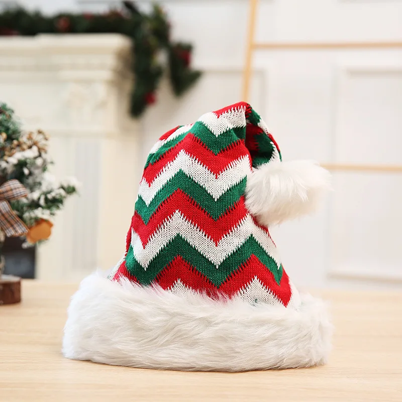 Decoration New Style Christmas Festival Beanies Hats Plush Knitted Santa Claus Hat Enlarged and Thickened Large Ball Cap