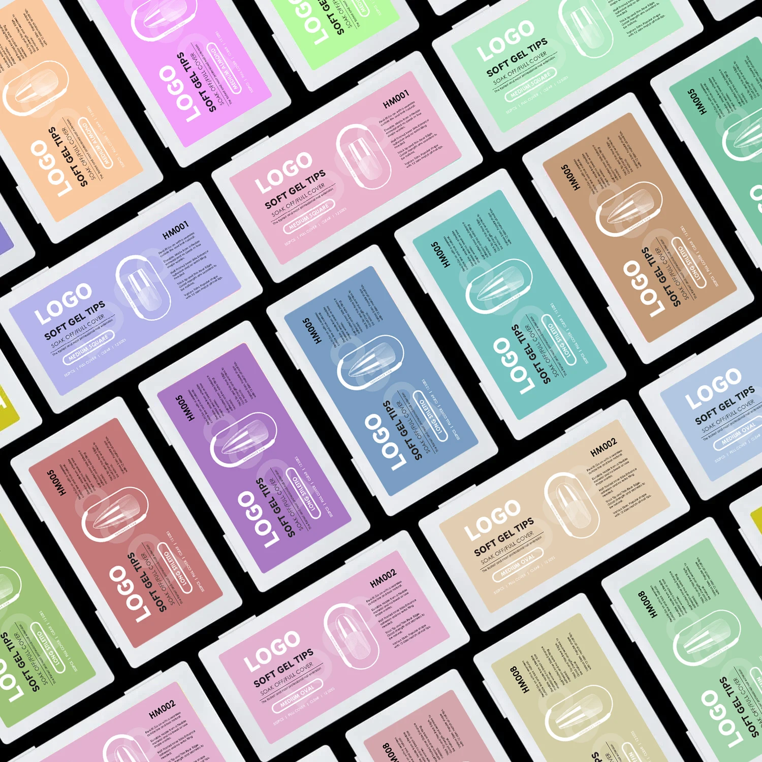 552pcs long stiletto soft foldable traceless environmental an-ti break gel nail tips box