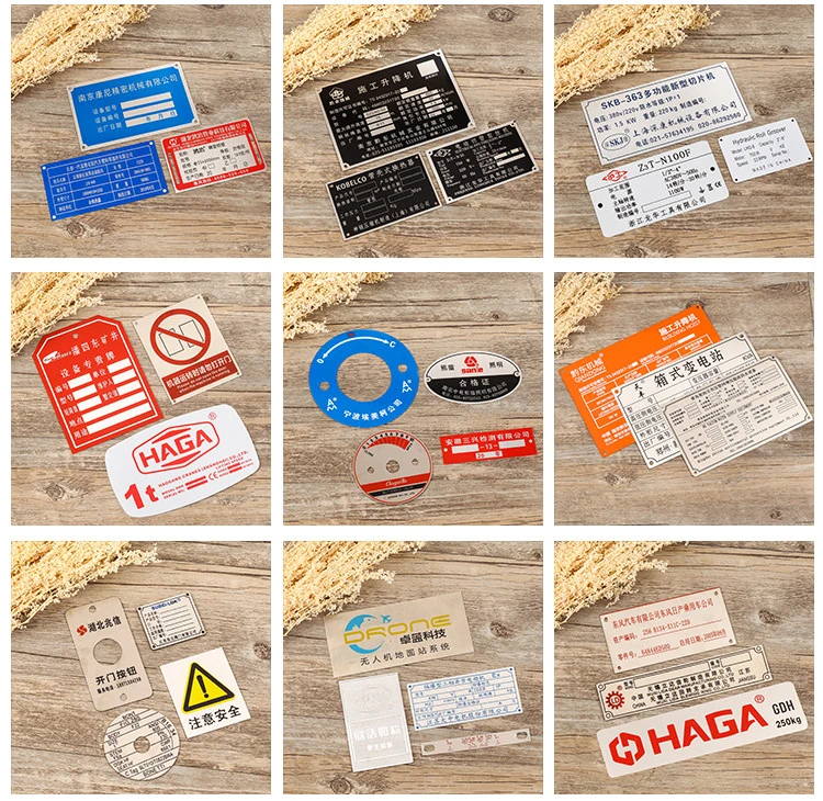 Custom Printed Engraved Generator Metal Name Plate Tag Label Alu Plaques Aluminium Industrial Machine Tools Nameplates