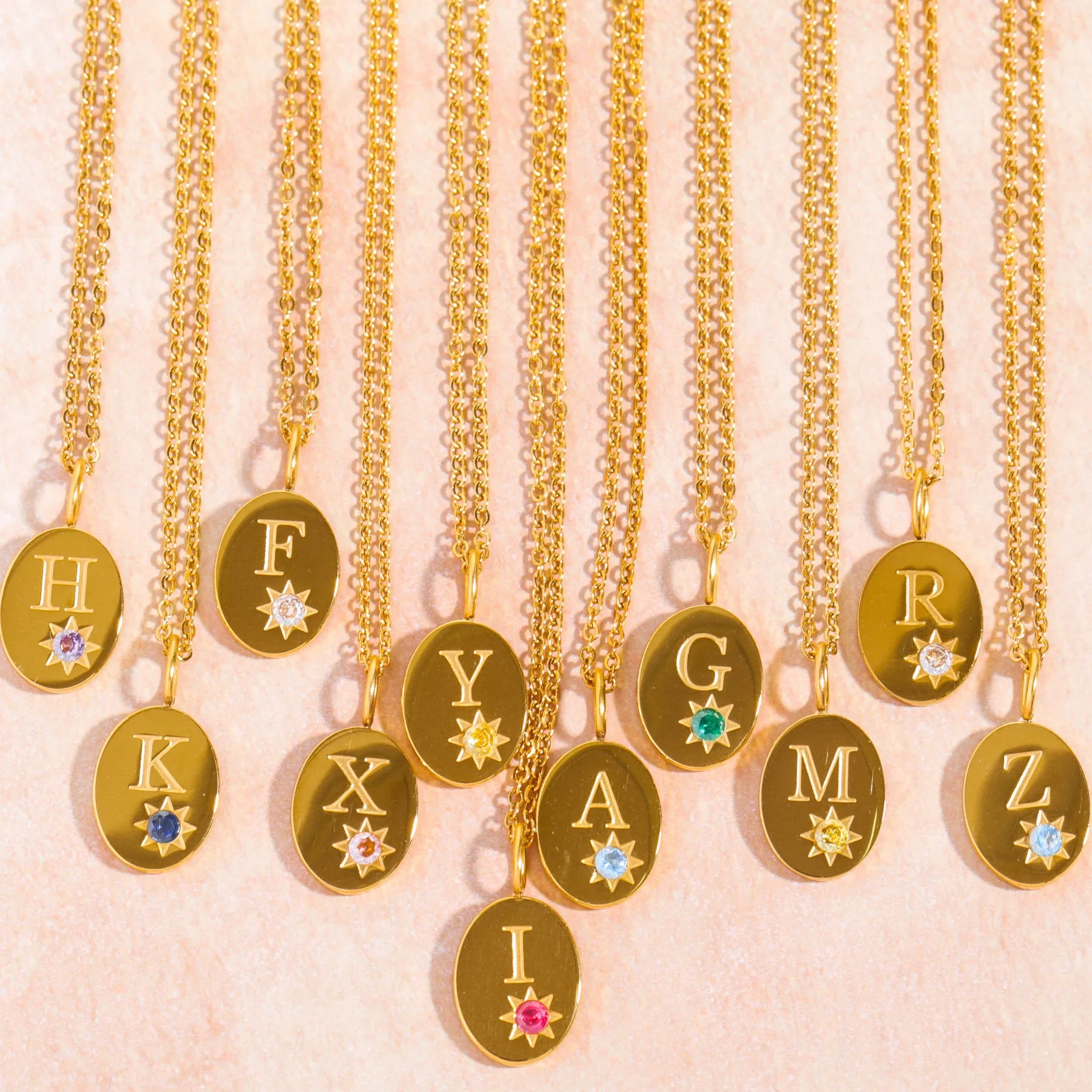A-Z 26 Letter Initial Designer Pvd Stainless Steel Jewelry Gold Plated Pendant Fashion Jewelry Necklaces Zircon Letter Wholesale