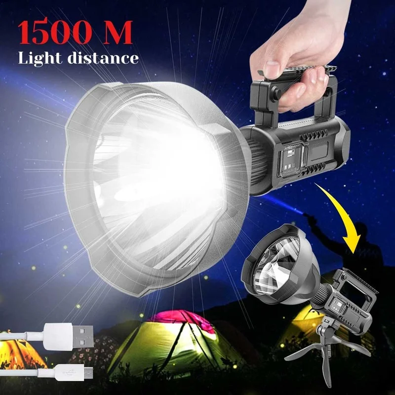 High Power LED Flashlights Powerful Flashlight 4 Mode XHP90 XHP50 Rechargeable Spotlight Led Spotlights Searchlight Lantern