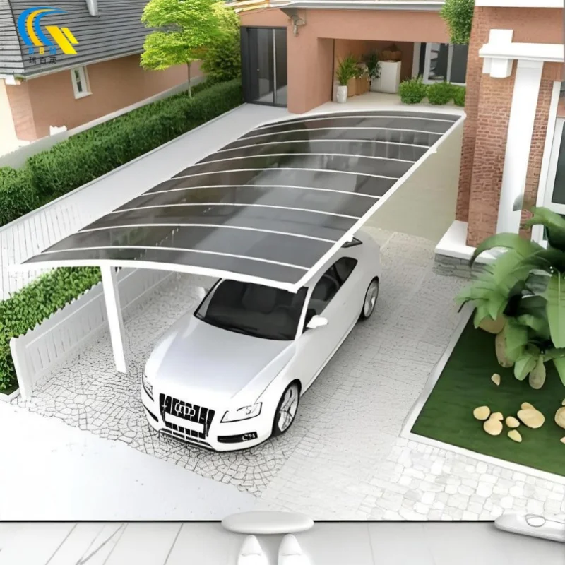 Modern Design Aluminum Alloy Single-Sided Carport Multifunctional Rain Sun Protection Parking Garage Steel PC Cars Outdoor Use