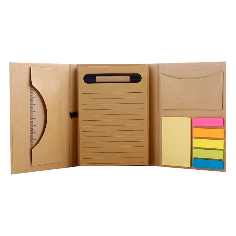 Promotional To Do List Writing Pad Kraft Journal Sticky Note Pads Foldable Sticker Memo Pad Custom Notepad With Pen