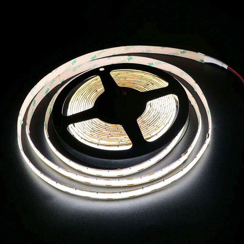 Hot sales 90Ra CE ROHS 12 vdc 24V 504 PCS 10W/M  2700K warm white cob fob led strip light strips for advertising backlight