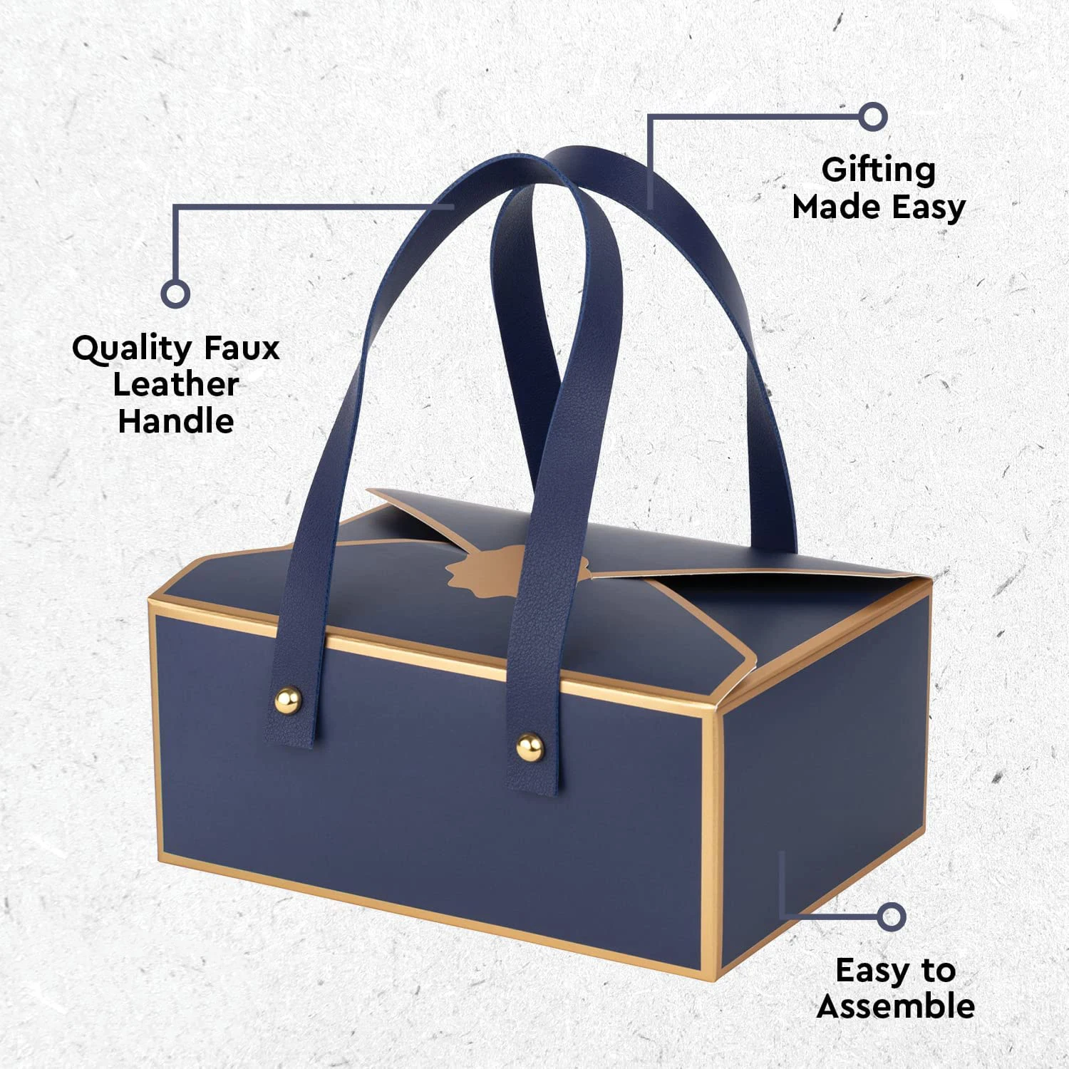 Custom Logo Sticker Easy to Assemble Cookie Jewelry Chocolate Candy Luxury Gift Box with Faux Leather Handle