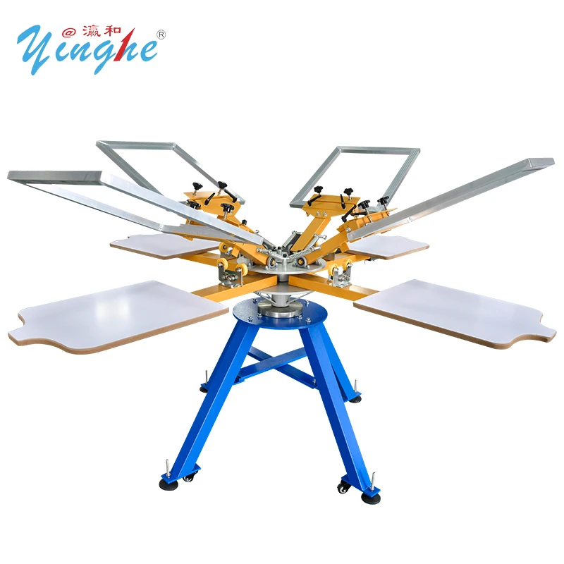 Yinghe 4 Color 4 Station Manual Screen Printing Machine for Textile T-shirt Manual Screen Printer Machine with 4 pieces Frames