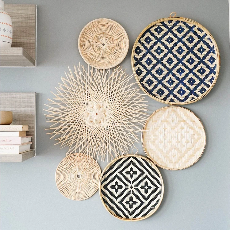 Hot Sale African Baskets 13 Pcs Wall Decor Baskets For Boho Wall Decor Woven Baskets With Different Design For Boho Wall Art