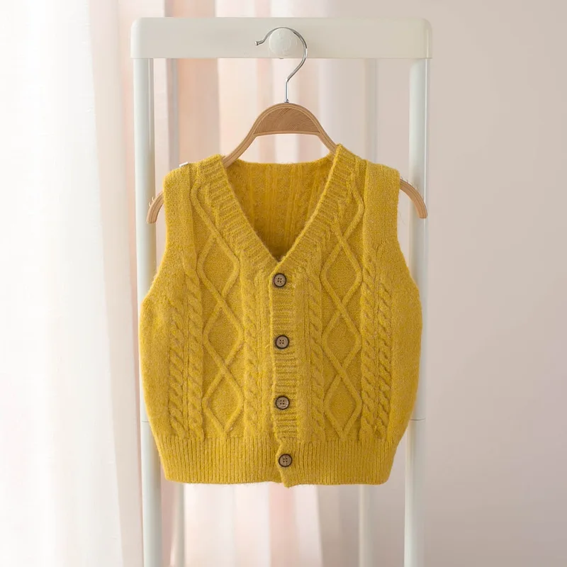 
Leesourcing best selling GOTS certified organic cotton knitted baby sweater v neck vest 