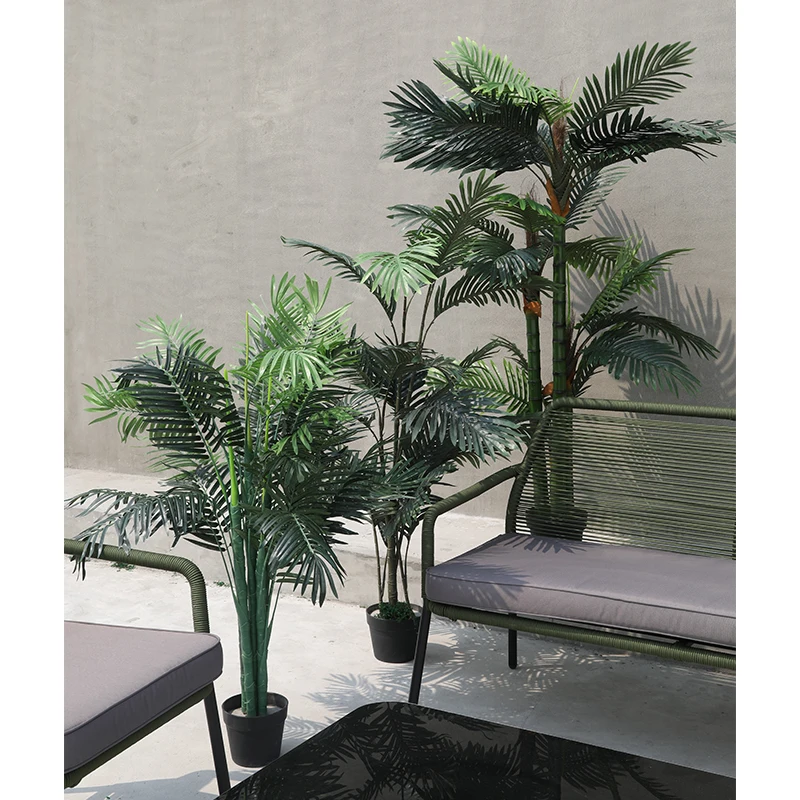 Amazon hot selling 130cm balcony polyester leaves artificial palm tree in pot