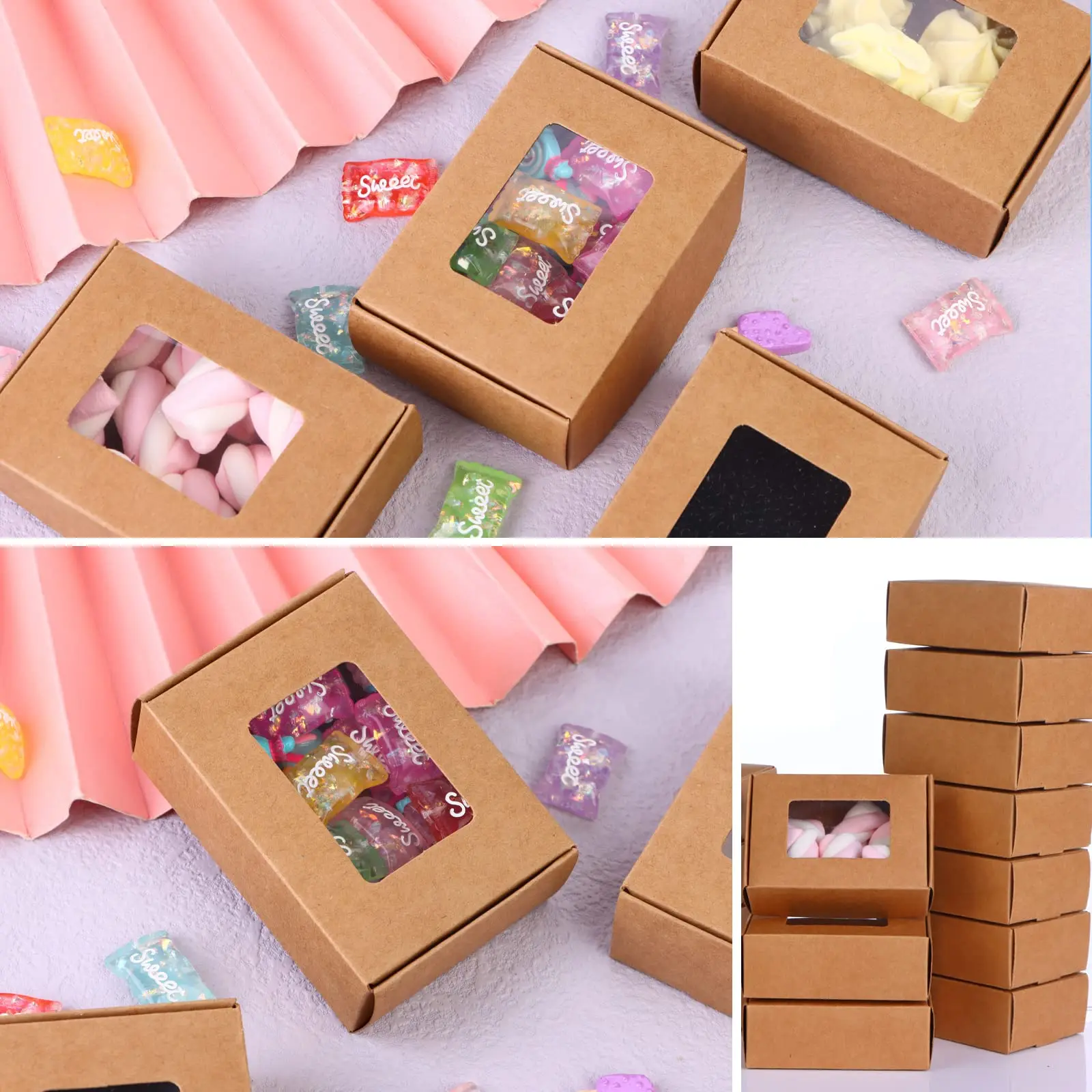 Wholesale High Quality Design Custom Packaging Plain Handmade Kraft Paper Soap Box with Window