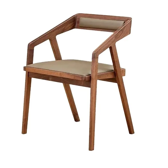 Modern hot selling Wholesale solid wood frame Leather fabric seat strong backrest Dining chair restaurant chair