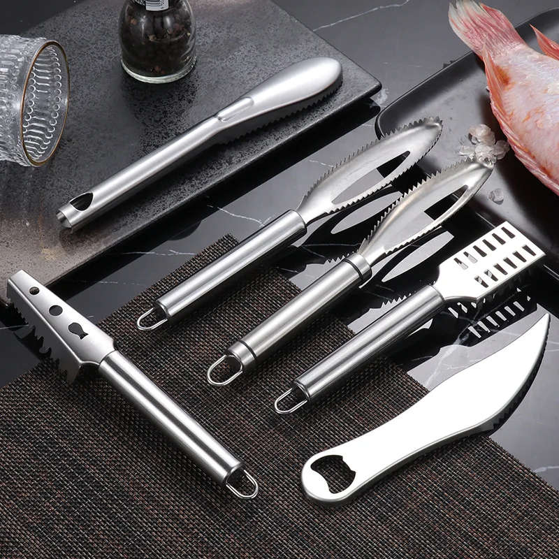 Kitchen accessories stainless Fish Scales Scraping Graters Fast Remove Fish Cleaning Peeler Scraper Fish bone tweezers tool gadg