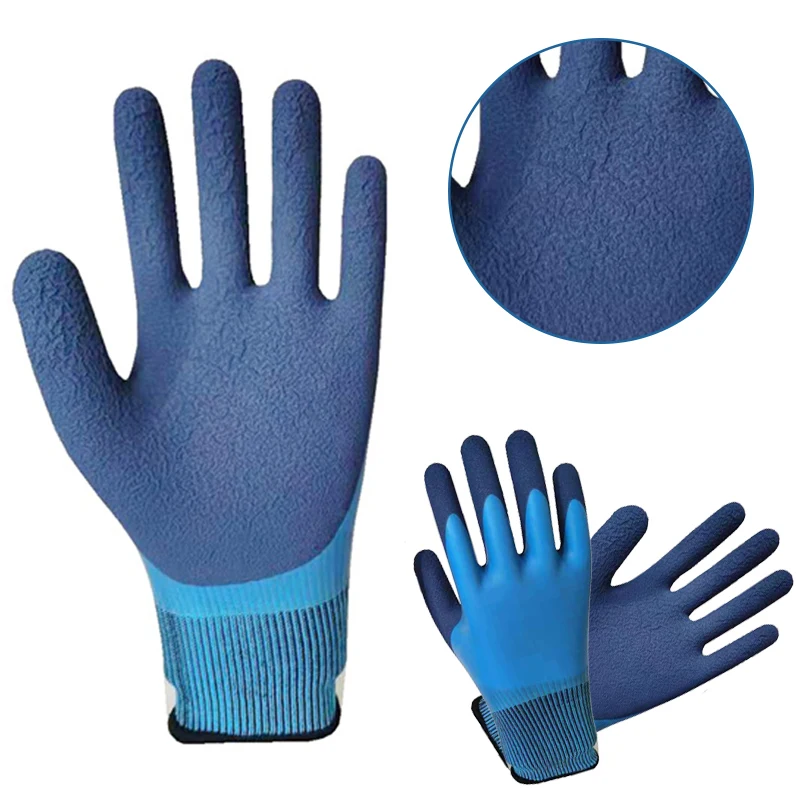 Factory hot selling nitrile scrub gloves labor insurance wear-resistant work non-slip thickened durable dipped protective gloves