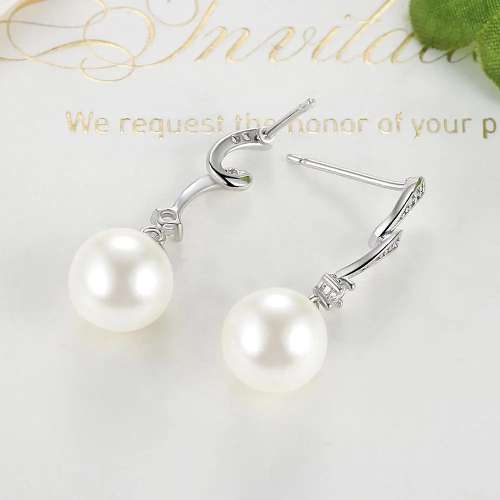 Korea popular jewelry S925 sterling silver stud temperament pearl silver earrings