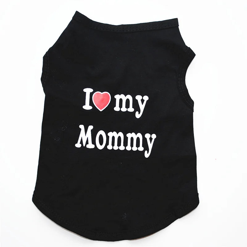 Amazon Hot Sale Custom Logo Brand Dog clothes I love my Daddy,I love my Mommy dog cat costume dog t-shirt for small puppy