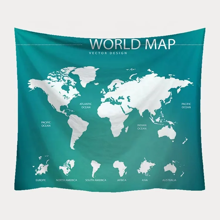 Personalized Custom Printed Wall Art Hanging Blanket World Map Tapestry For Home Decor