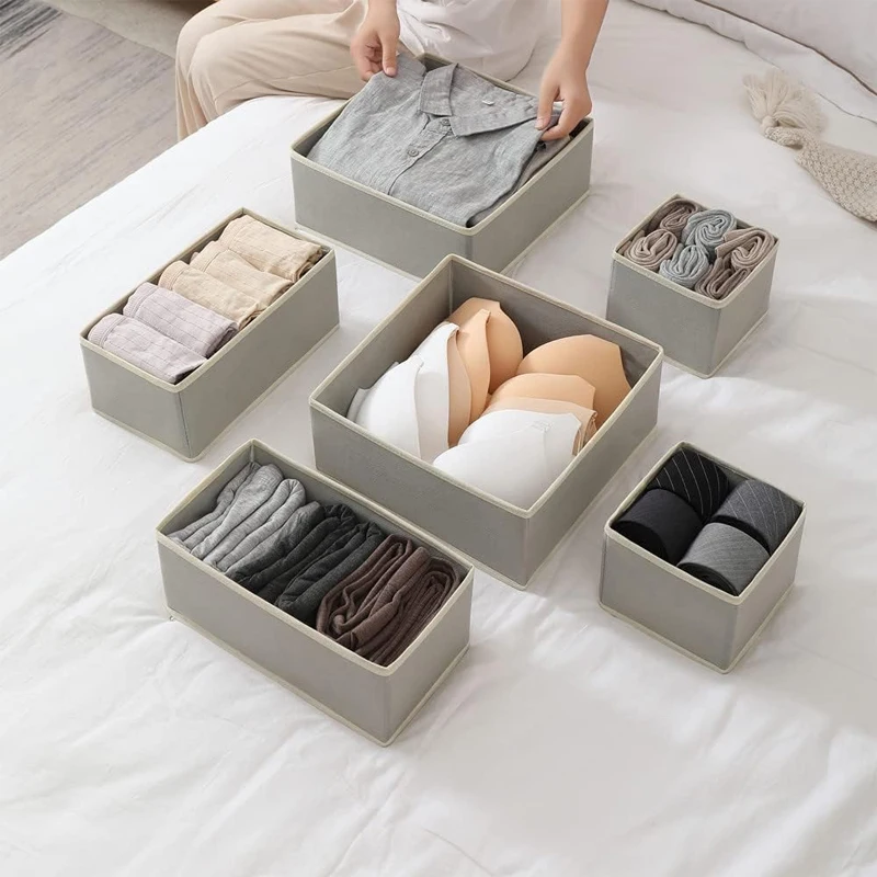Beige Color Clothes Underwear Storage Drawer Organiser Divider Clothes Storage Box