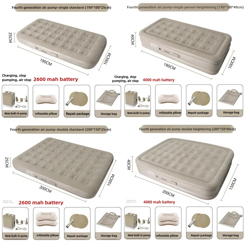 Single Double Sizes Inflatable Air Mattress Outdoor Camping Leisure Nap Automatic Inflation Thickened Sleeping Floor Better
