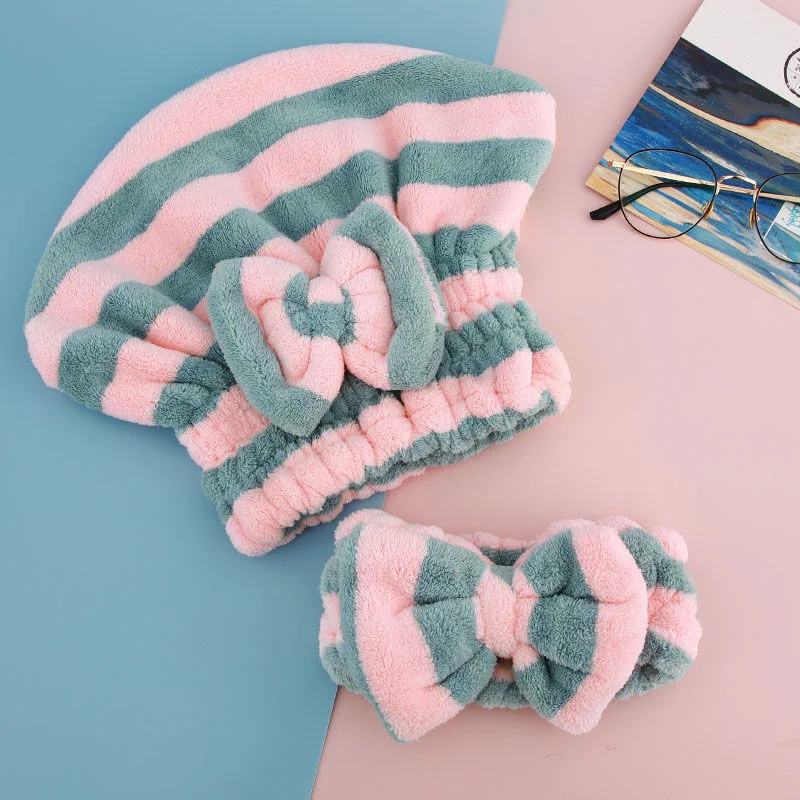 Shower spa head wrap terry dry hair towel thick highly absorbent hair towel wrap turban microfiber hair drying cap