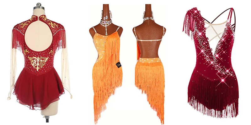 Handmade Beaded Hanging Tassel Crystal Beads Fringe Trimming Sew on Chain for Latin Dress Stage DIY Craft Clothing Accessories