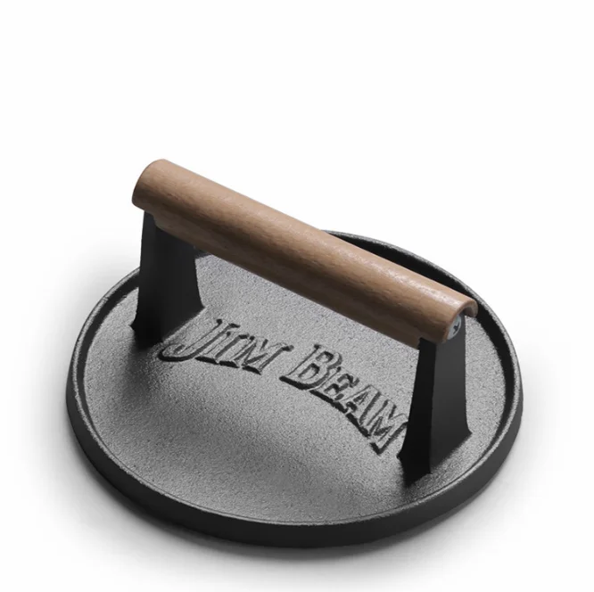 Wood handle cast iron meat Smash Press Hamburger patty maker manual metal burger