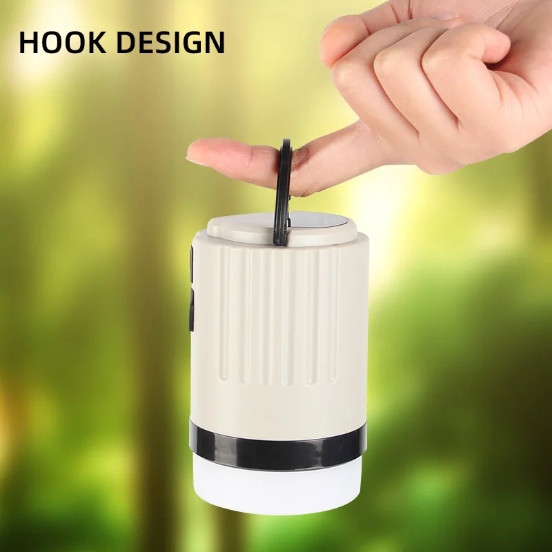 2024 Portable Rechargeable LED Camping Lamp White & Black Vintage Style with Hook Tent IP65 Certificate Outdoor Emergency Usage