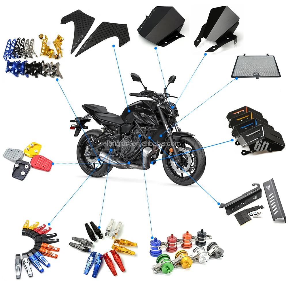 For YAMAHA MT07 MT-07 MT 07 MT09 MT-09 MT 09 Motorcycle Accessory Rear Wheel Axle Stand Pick Up Hook Set Tank Sticker Windshield