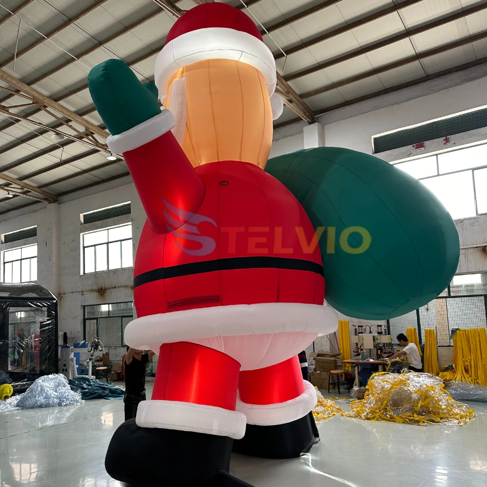 Giant Custom Christmas Inflatable Decoration Large Christmas Inflatable Santa Claus With Gift Bag Model