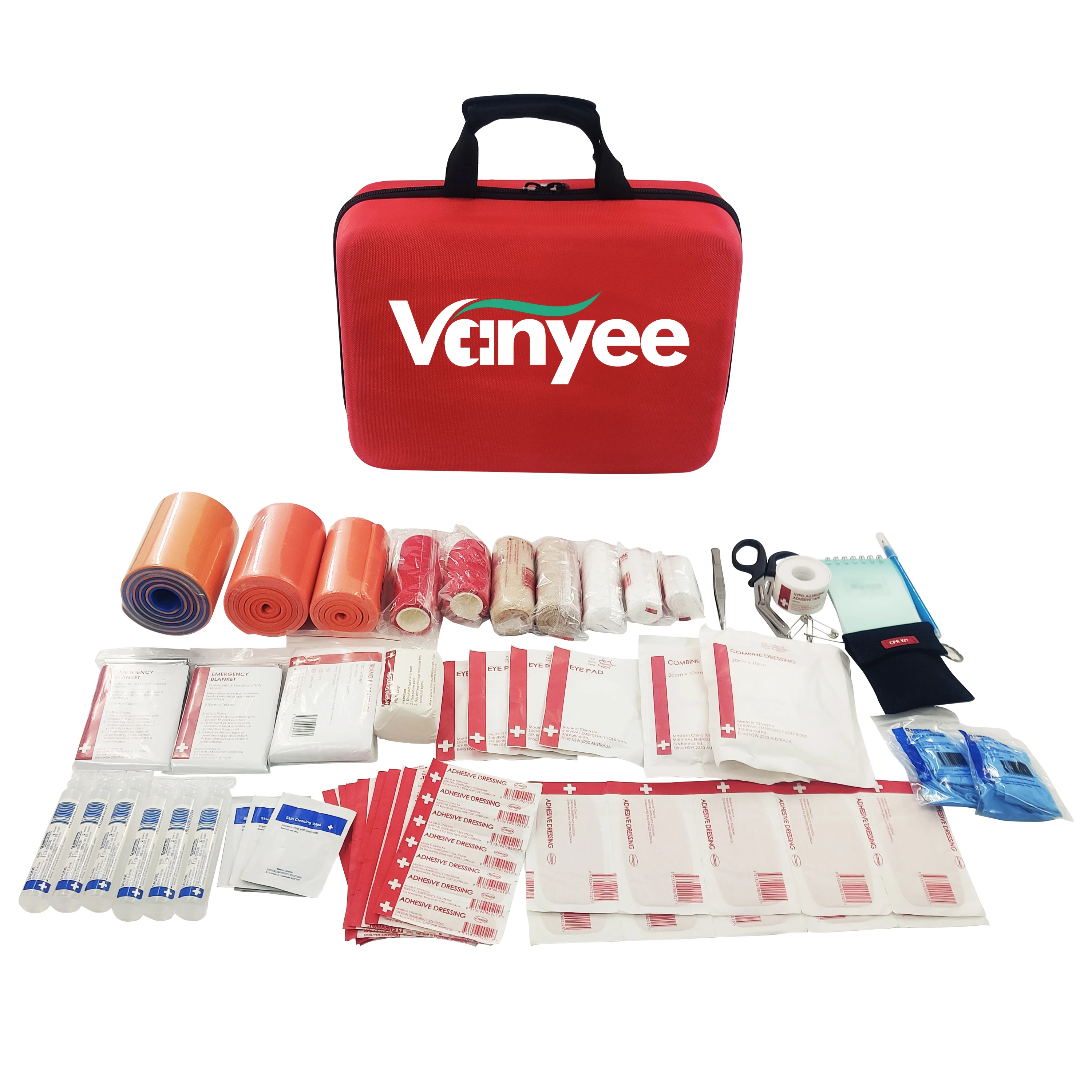 Compact First Aid Kit  Designed for Family Emergency Care. Waterproof EVA Case and Bag is Ideal for The Car, Home, Boat,